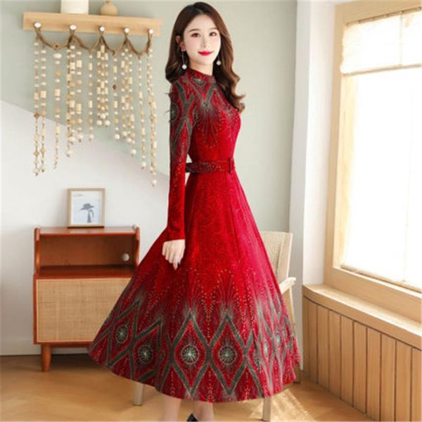 casual dresses autumn winter plus size women's ethnic style slim women long dress velvet print female elegant ladies formal, Black;gray
casual dresses autumn winter plus size women's ethnic style slim women long dress velvet print female elegant ladies formal, Black;gray