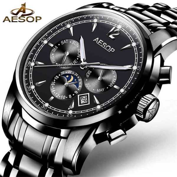 men aesop watches automatic mechanical luxury brand saffier waterproof relogio masculino 2018, Slivery;brown
men aesop watches automatic mechanical luxury brand saffier waterproof relogio masculino 2018, Slivery;brown