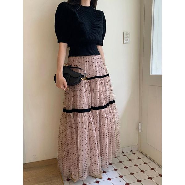 skirts korean polka dot patchwork maxi pleated tulle skirt women 2021 spring summer waist long womens elegant, Black
skirts korean polka dot patchwork maxi pleated tulle skirt women 2021 spring summer waist long womens elegant, Black