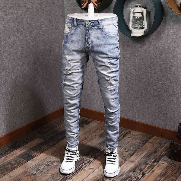 jeans newly designer fashion men jeans retro light blue destroyed ripped denim pencil pants streetwear hip hop elastic slim trousers
jeans newly designer fashion men jeans retro light blue destroyed ripped denim pencil pants streetwear hip hop elastic slim trousers