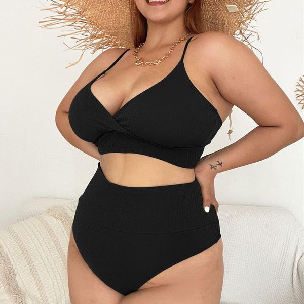 women's swimwear mossha 2021 bandeau bikini set plus size women swimsuit high waist female solid ribbed bathing suit beach wear, White;black
women's swimwear mossha 2021 bandeau bikini set plus size women swimsuit high waist female solid ribbed bathing suit beach wear, White;black