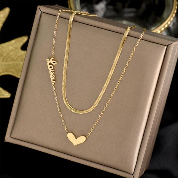 titanium steel fashion jewelry 2 layer heart love choker snake necklace nice gift for women girl pendant necklaces, Silver
titanium steel fashion jewelry 2 layer heart love choker snake necklace nice gift for women girl pendant necklaces, Silver