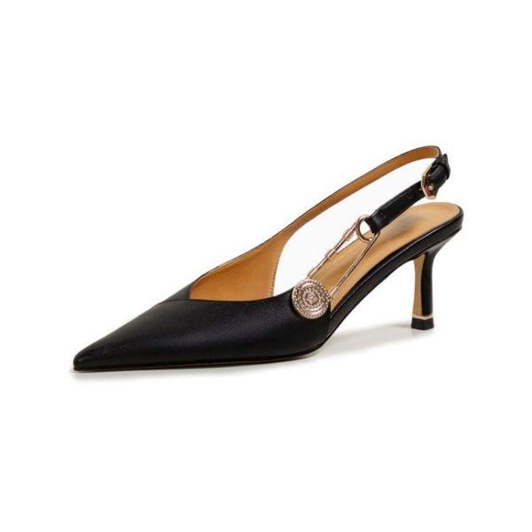 dress shoes baotou high heel fashion metal decorative buckle sandals pointed toe genuine leather shallow stiletto woman party, Black
dress shoes baotou high heel fashion metal decorative buckle sandals pointed toe genuine leather shallow stiletto woman party, Black