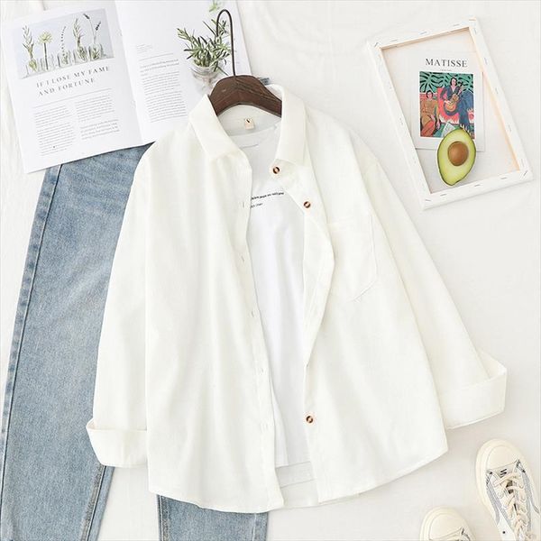 corduroy and long sleeve women blouses spring solid loose boyfriend style shirt, White
corduroy and long sleeve women blouses spring solid loose boyfriend style shirt, White
