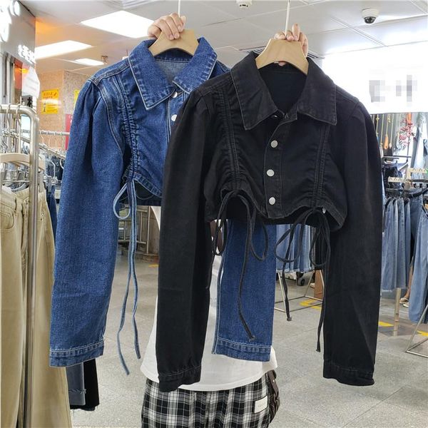 women's jackets 2021 autumn short jeans coat outwear drawstring long sleeve lapel loose denim jacket for women black crop lady coats, Black;brown
women's jackets 2021 autumn short jeans coat outwear drawstring long sleeve lapel loose denim jacket for women black crop lady coats, Black;brown