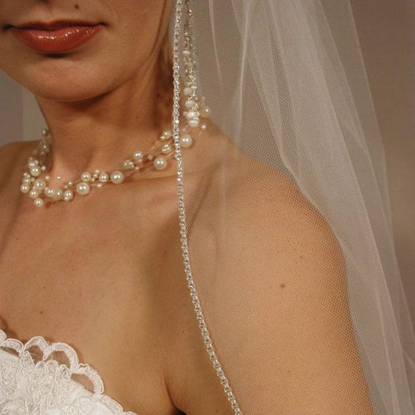 bridal veils veu de noiva layer one white ivory sheer wedding veil elbow length 30" long rhinestones edging with comb, Black
bridal veils veu de noiva layer one white ivory sheer wedding veil elbow length 30" long rhinestones edging with comb, Black