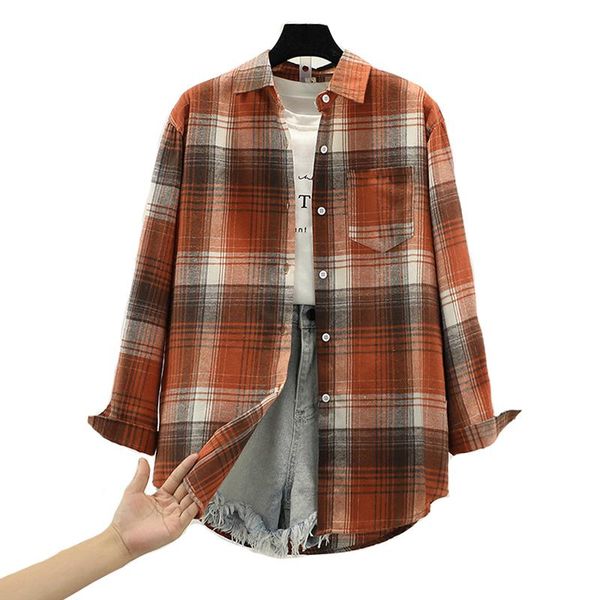 women's blouses & shirts womens plaid cotton and lady loose long sleeve checked outwear student girls clothes pocket spring 2021, White
women's blouses & shirts womens plaid cotton and lady loose long sleeve checked outwear student girls clothes pocket spring 2021, White