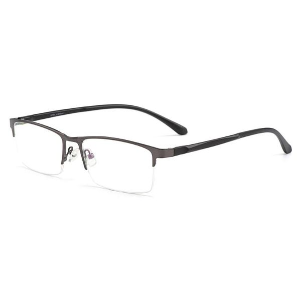 men titanium alloy semi rimless eyeglasses frame for prescription eyewear flexible temples legs ip electroplating s61006 fashion sunglasses, Black