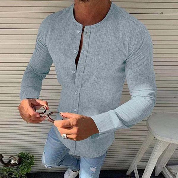 men's casual shirts men long sleeve solid cardigan vintage slim o-neck cotton linen 2021 spring autumn mens fashion buttons shirt, White;black
men's casual shirts men long sleeve solid cardigan vintage slim o-neck cotton linen 2021 spring autumn mens fashion buttons shirt, White;black
