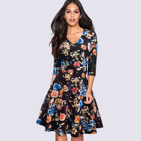 dresses spring vintage stylish black floral print party women v-neck casual work office swing a-line skater ha085, Black;gray
dresses spring vintage stylish black floral print party women v-neck casual work office swing a-line skater ha085, Black;gray