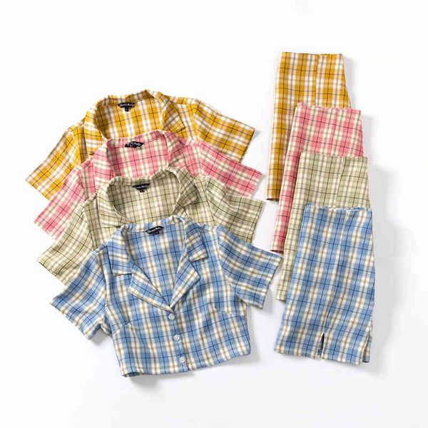half-length suit street hipster style two-piece pattern lapel plaid shirt high side waist slit skirt hip for summer, Black
half-length suit street hipster style two-piece pattern lapel plaid shirt high side waist slit skirt hip for summer, Black