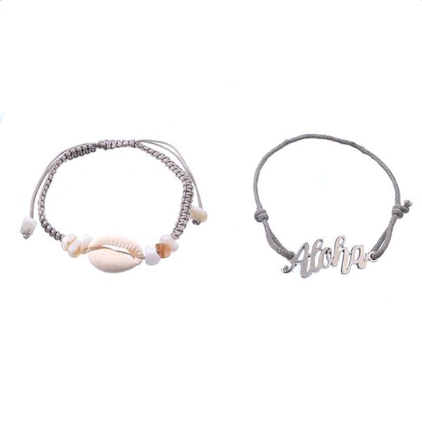 link, chain 2pcs/set fashion shell english alphabet hand-woven bracelet set for women jewelry party beach gift, Black
link, chain 2pcs/set fashion shell english alphabet hand-woven bracelet set for women jewelry party beach gift, Black
