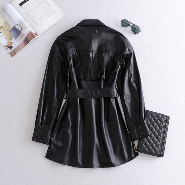 dress purple female black plutonium leather big-sized belt ed lapel long sleeve loose fashion spring tide 2021 1dd1665, Black;gray
dress purple female black plutonium leather big-sized belt ed lapel long sleeve loose fashion spring tide 2021 1dd1665, Black;gray