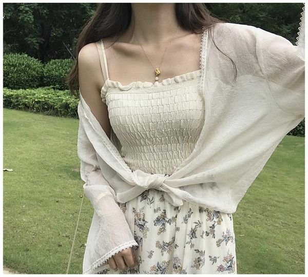 women summer fashion chiffon shirts flare sleeve sunscreen cardigan sweet fairy sun protection blouse casual blusa women's blouses &, White
women summer fashion chiffon shirts flare sleeve sunscreen cardigan sweet fairy sun protection blouse casual blusa women's blouses &, White