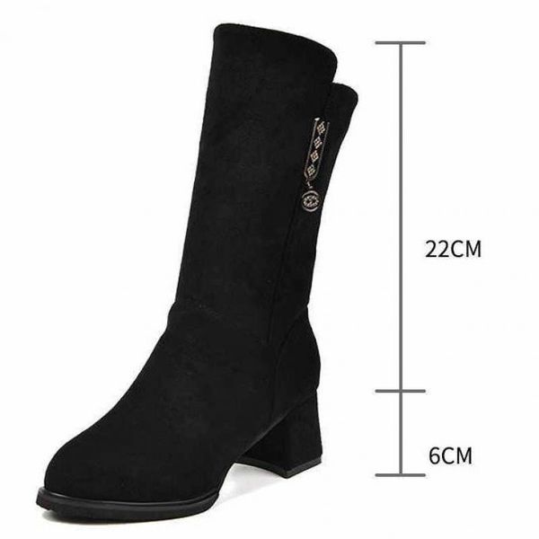 2022 winter womens thick-heeled boots with velvet warmth and pointed toe fashionable high-heeled side zipper boots, Black
2022 winter womens thick-heeled boots with velvet warmth and pointed toe fashionable high-heeled side zipper boots, Black