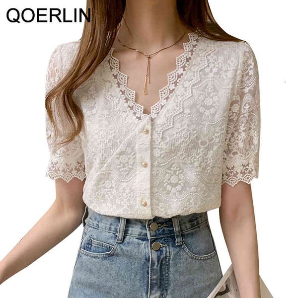 blouses qoelrin lace hollow out shirts women plus size korean v-neck short sleeve blouse summer single-breasted, White
blouses qoelrin lace hollow out shirts women plus size korean v-neck short sleeve blouse summer single-breasted, White