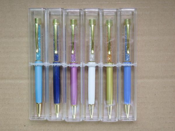 crystal pens sets gold diamond with transparent box ballpoint and drop, Blue;orange 
crystal pens sets gold diamond with transparent box ballpoint and drop, Blue;orange