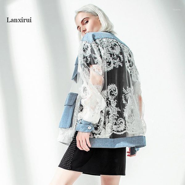 women's jackets spring autumn stand collar long sleeve blue denim lace split joint big size jacket women coat fashion tide, Black;brown
women's jackets spring autumn stand collar long sleeve blue denim lace split joint big size jacket women coat fashion tide, Black;brown