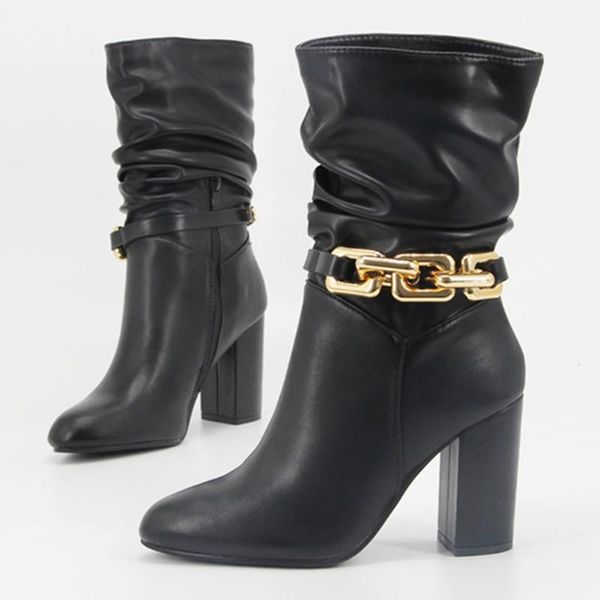 boots gigifox brand fashion cool block high heels chains elegant modern ladies ankle party woman shoes, Black
boots gigifox brand fashion cool block high heels chains elegant modern ladies ankle party woman shoes, Black