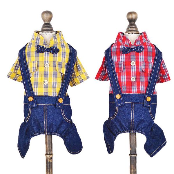 dog apparel gentleman sling clothing cotton denim jumpsuits spring autumn pets clothes for small dogs poodle splicing puppy plaid shirts
dog apparel gentleman sling clothing cotton denim jumpsuits spring autumn pets clothes for small dogs poodle splicing puppy plaid shirts