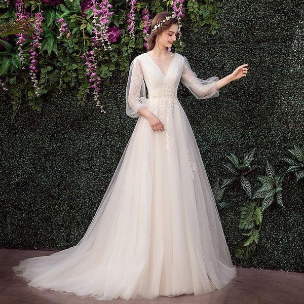 other wedding dresses kaunissina vestidos de noiva elegant v-neck a-line sweep train dress princess appliques tulle gowns for bride, White
other wedding dresses kaunissina vestidos de noiva elegant v-neck a-line sweep train dress princess appliques tulle gowns for bride, White