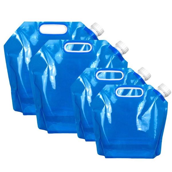 4pcs outdoor water bag 5/10l folding canister pe tasteless safety seal lightweight drinking storage bags