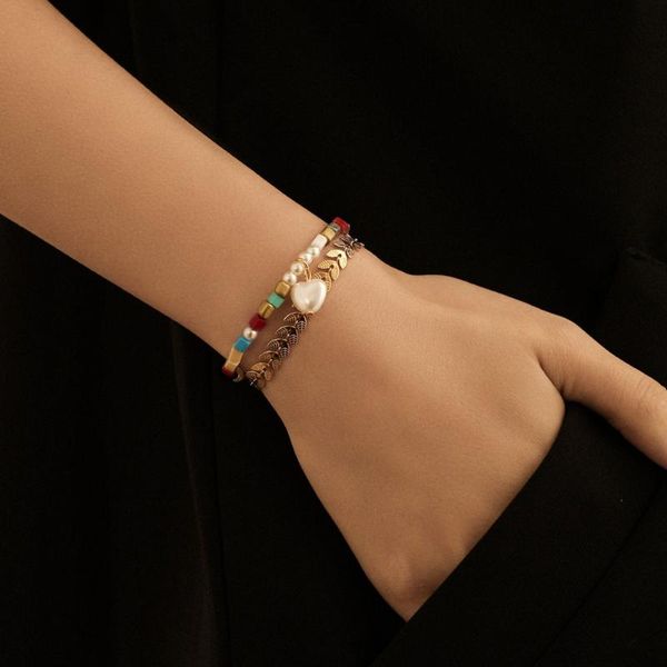 charm bracelets korea stainless steel wheat ears leaf gold bracelet bangle women colorful strand beaded set heart pearl pendant jewelry, Golden;silver
charm bracelets korea stainless steel wheat ears leaf gold bracelet bangle women colorful strand beaded set heart pearl pendant jewelry, Golden;silver