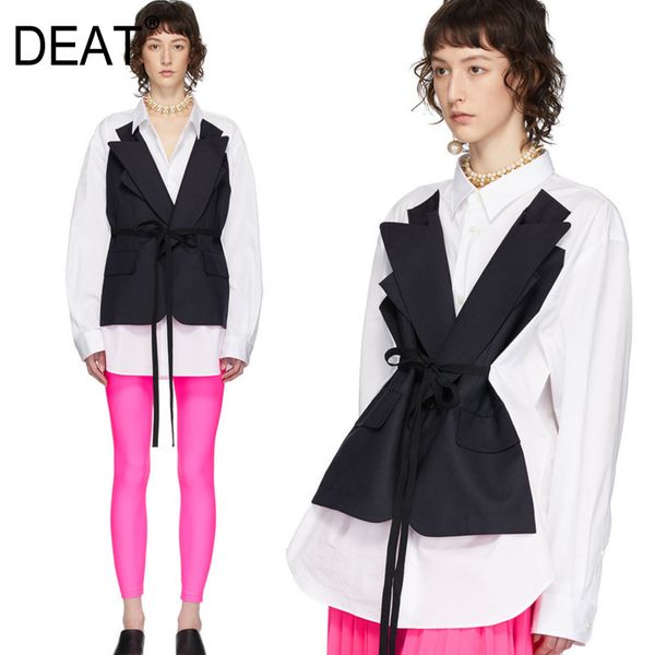 lapel collar patchwork shirt lace up waist fake two piece full sleeve pockets runway style fashion spring gx133 210421, White
lapel collar patchwork shirt lace up waist fake two piece full sleeve pockets runway style fashion spring gx133 210421, White