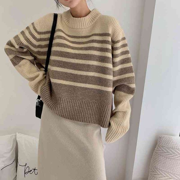 women's sweaters realeft contrast vintage female-style korean woman's stripes long sleeve around the warm neck loosening casual la, White;black
women's sweaters realeft contrast vintage female-style korean woman's stripes long sleeve around the warm neck loosening casual la, White;black