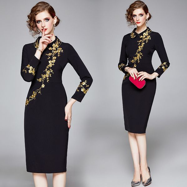 boutique dress autumn and winter 2021 lapel 9 / 3 sleeve heavy industry gold thread plum blossom embroidery waist pack buttock temperament b, Black;pink
boutique dress autumn and winter 2021 lapel 9 / 3 sleeve heavy industry gold thread plum blossom embroidery waist pack buttock temperament b, Black;pink