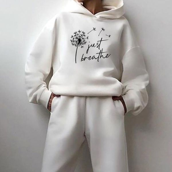 women's two piece pants women diy pieces hoodies set just breathe letter oversize sweatsuits pullover suit elastic sports custom design, White
women's two piece pants women diy pieces hoodies set just breathe letter oversize sweatsuits pullover suit elastic sports custom design, White