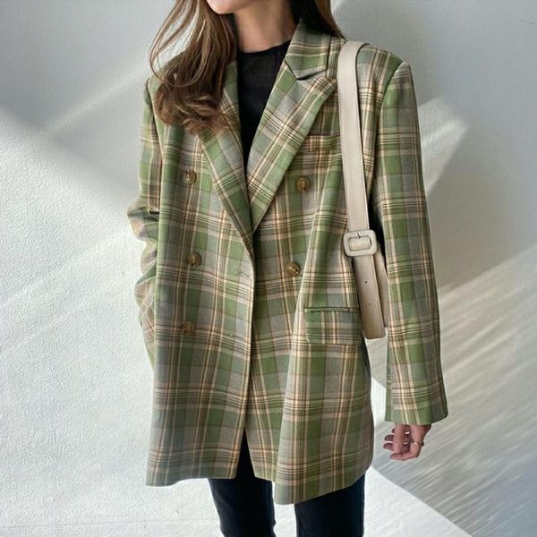 women's suits & blazers vintage loose women plaid blazer spring chic double breasted female long sleeve suit jackets stylish ladies, White;black
women's suits & blazers vintage loose women plaid blazer spring chic double breasted female long sleeve suit jackets stylish ladies, White;black