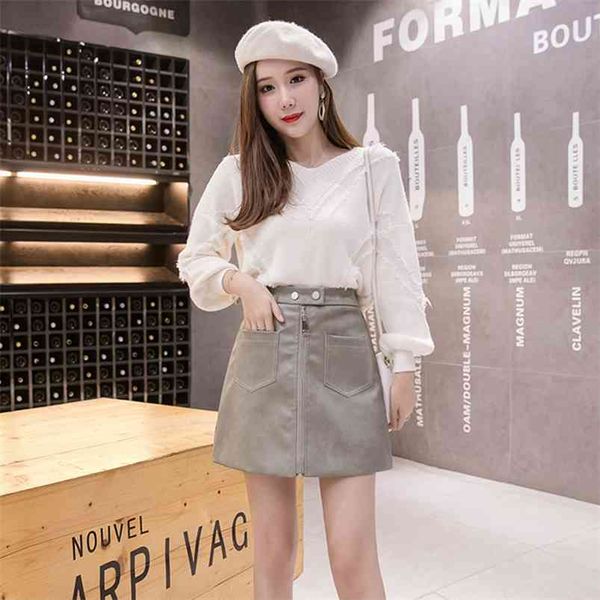 autumn winter women's skirts korean solid color double pocket zipper high waist female leather a-line gx635 210507, Black
autumn winter women's skirts korean solid color double pocket zipper high waist female leather a-line gx635 210507, Black