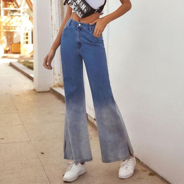 women's jeans 2021 contrast color women zipper patchwork high waist flare female casual loose denim sides split pants, Blue
women's jeans 2021 contrast color women zipper patchwork high waist flare female casual loose denim sides split pants, Blue