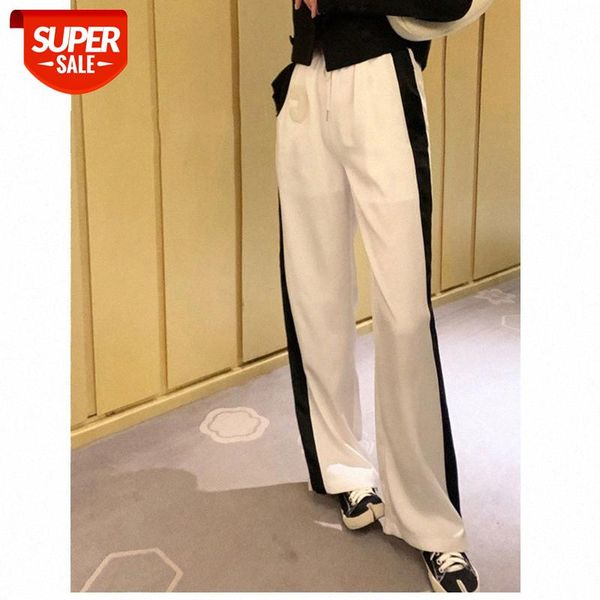 korean waist wide-leg pants ""space acetate pants"" sports casual straight trousers women's trend #e85x, Black;white
korean waist wide-leg pants ""space acetate pants"" sports casual straight trousers women's trend #e85x, Black;white