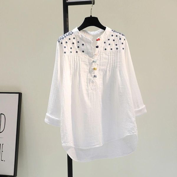 women's blouses & shirts embroidery cotton and linen shirt women long sleeve vintage disc button 2021 fashion loose casual plus size, White
women's blouses & shirts embroidery cotton and linen shirt women long sleeve vintage disc button 2021 fashion loose casual plus size, White