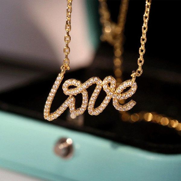 pendant necklaces luxury jewelry 1:1 logo tif classic shining letter love gold color necklace fashion brand women, Silver
pendant necklaces luxury jewelry 1:1 logo tif classic shining letter love gold color necklace fashion brand women, Silver