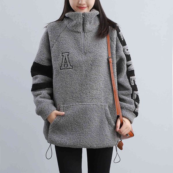 hoodies 2021 autumn and winter lamb wool high neck pullover half zipper female alphabet versatile thin fur one-piece coat, Black
hoodies 2021 autumn and winter lamb wool high neck pullover half zipper female alphabet versatile thin fur one-piece coat, Black