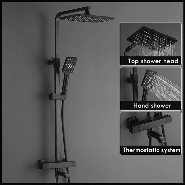 bathroom constant temperatur mixer shower system multifunction rainfall head matte black faucet modern design sets
bathroom constant temperatur mixer shower system multifunction rainfall head matte black faucet modern design sets