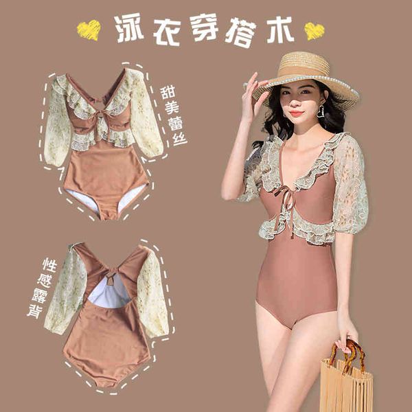 swimwear lace women's one piece 2021 small chest gathered open back net red ins fairy fan spring swimsuit, White;black
swimwear lace women's one piece 2021 small chest gathered open back net red ins fairy fan spring swimsuit, White;black