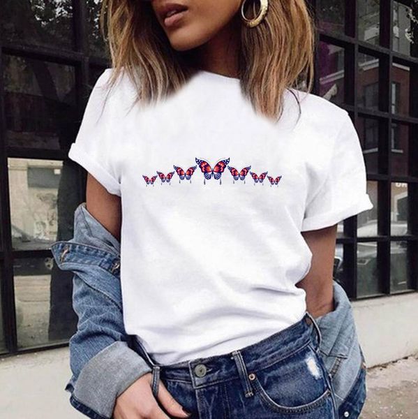 women's t-shirt flag butterfly harajuku style vintage short sleeve oversized camisetas de mujer vetement femme, White
women's t-shirt flag butterfly harajuku style vintage short sleeve oversized camisetas de mujer vetement femme, White