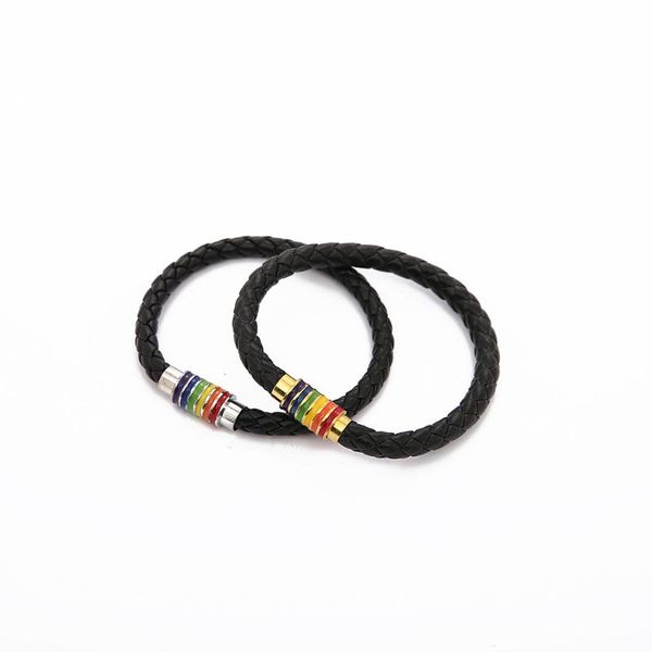 charm bracelets european and american style woven leather rainbow colorful fashion copper magnetic buckle bracelet, Golden;silver
charm bracelets european and american style woven leather rainbow colorful fashion copper magnetic buckle bracelet, Golden;silver