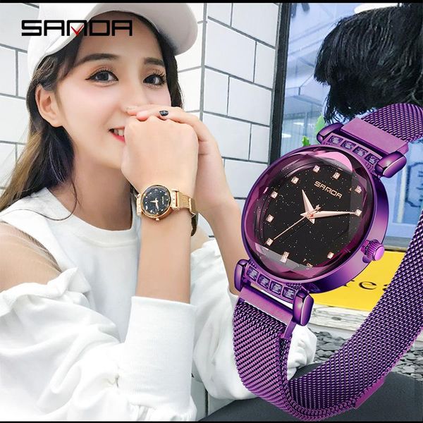 wristwatches sanda charming crystals decoration star sky pattern dial magnet buckle milan steel mesh strap durable quartz women watches p248, Slivery;brown
wristwatches sanda charming crystals decoration star sky pattern dial magnet buckle milan steel mesh strap durable quartz women watches p248, Slivery;brown