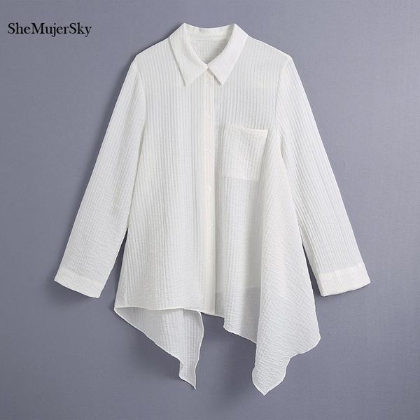 women's blouses & shirts shemujersky women long sleeve asymmetry white shirt turn-down collar buttons 2021 woven c
women's blouses & shirts shemujersky women long sleeve asymmetry white shirt turn-down collar buttons 2021 woven c