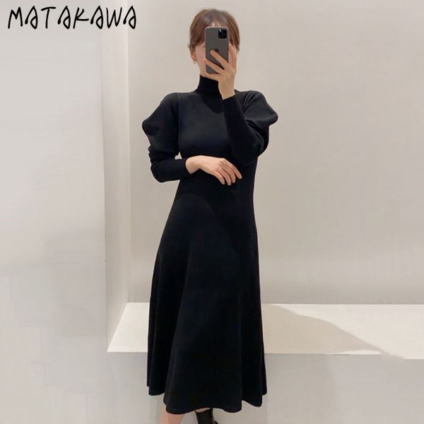 matakawa slim chic bubble sleeve knitted sweater dresses for women korean vintage turtleneck woman black dress robe 210513, Black;gray
matakawa slim chic bubble sleeve knitted sweater dresses for women korean vintage turtleneck woman black dress robe 210513, Black;gray