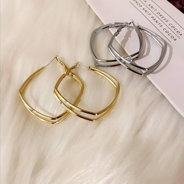 hoop & huggie 2021 fashion european and american double-layer geometric earrings for women simple metal design dangle jewelry, Golden;silver
hoop & huggie 2021 fashion european and american double-layer geometric earrings for women simple metal design dangle jewelry, Golden;silver