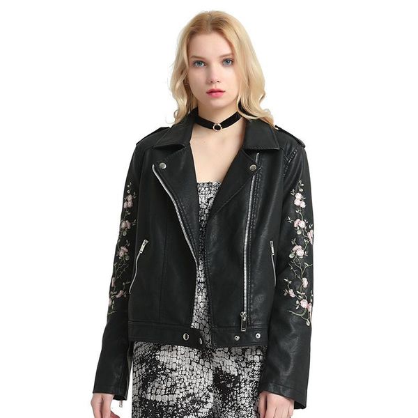 women's jackets embroidery faux leather pu jacket women spring autumn fashion motorcycle black coats outerwear 2021 coat, Black;brown
women's jackets embroidery faux leather pu jacket women spring autumn fashion motorcycle black coats outerwear 2021 coat, Black;brown