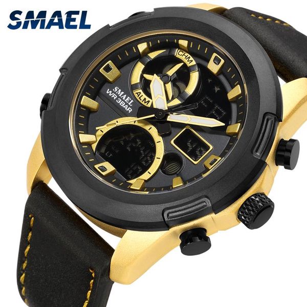 wristwatches smael men's sport watch waterproof dual display led digital watches mens quartz clock leather men electronic military wris, Slivery;brown
wristwatches smael men's sport watch waterproof dual display led digital watches mens quartz clock leather men electronic military wris, Slivery;brown