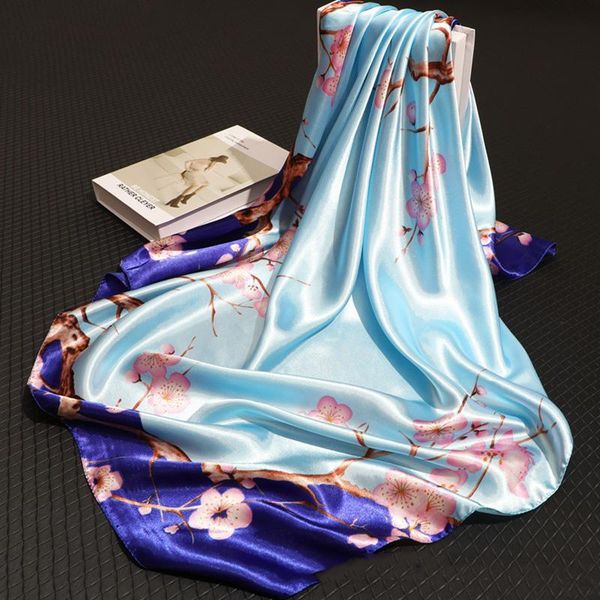 scarves women 90x90cm silk scarf luxury square female printed head hijab satin foulard bandana accessories, Blue;gray
scarves women 90x90cm silk scarf luxury square female printed head hijab satin foulard bandana accessories, Blue;gray