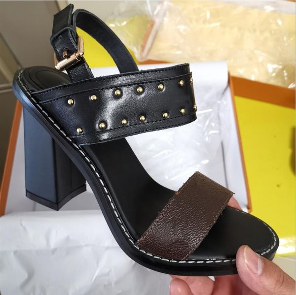 women leather high heel sandals summer designer lady canvas strap buckle rubber outsole chunky sandal, Black
women leather high heel sandals summer designer lady canvas strap buckle rubber outsole chunky sandal, Black